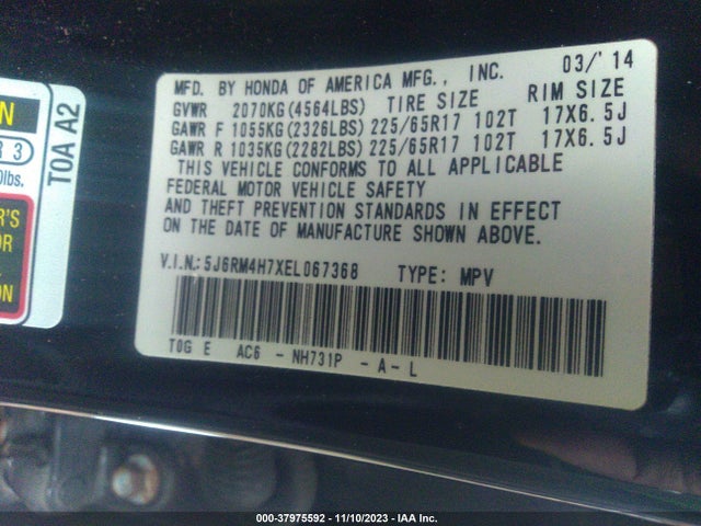 Honda Cr-v Ex-l 2014 5J6RM4H7XEL067368 Image 9
