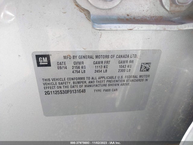 Chevrolet IMPALA LT 2015 2G1125S30F9131648 Image 9
