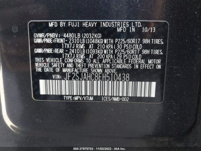 JF2SJAHC8EH510438 Subaru Forester 2.5i Limited