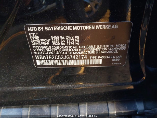 BMW 740I 2018 WBA7E2C53JG742174 Image 9