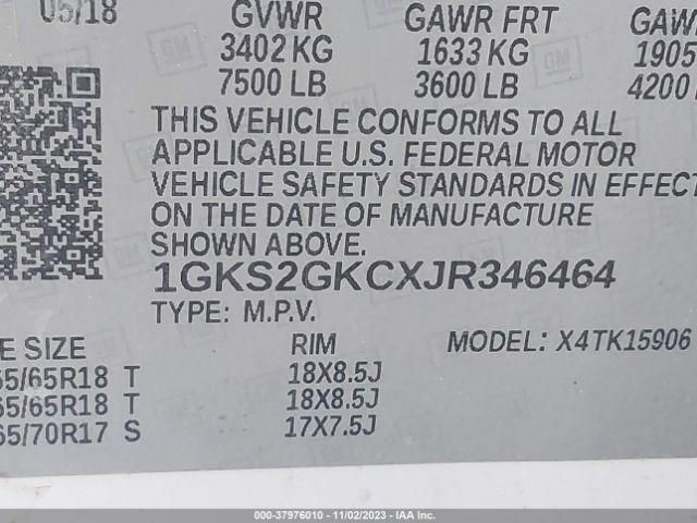 1GKS2GKCXJR346464 GMC Yukon Xl Slt