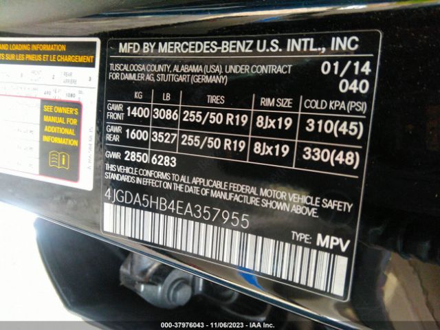 4JGDA5HB4EA357955 Mercedes-Benz M-class Ml 350