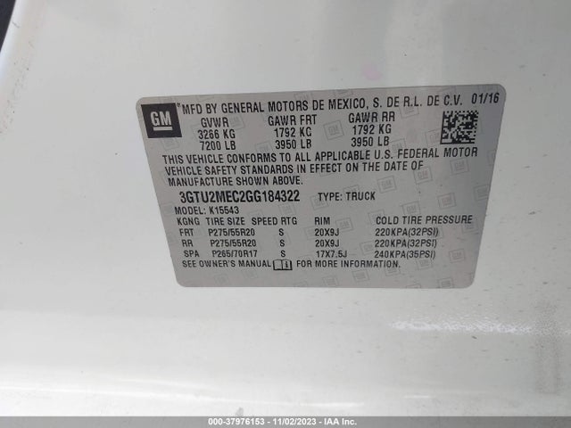 GMC Sierra 1500 Sle 2016 3GTU2MEC2GG184322 Image 9