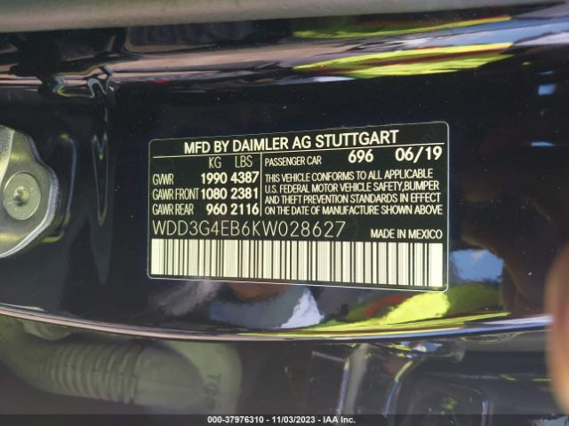 WDD3G4EB6KW028627 Mercedes-Benz A 220