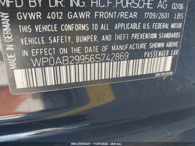 2006 PORSCHE 911 WP0AB29956S742869 Photo 8