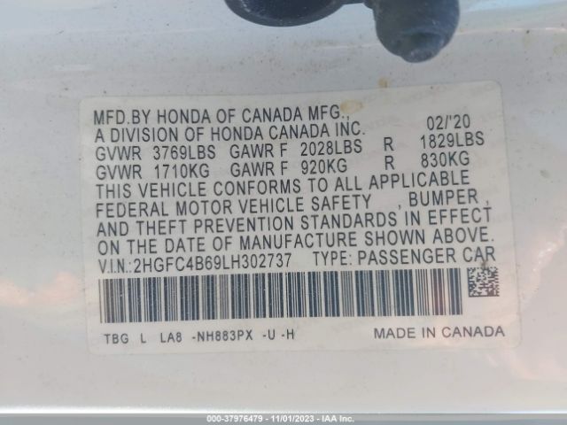 2HGFC4B69LH302737 Honda Civic Lx