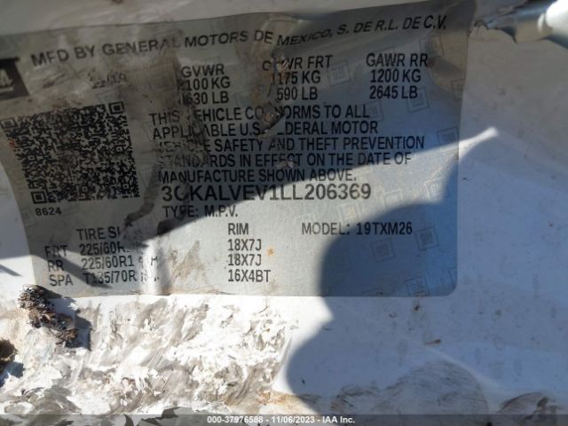 3GKALVEV1LL206369 GMC Terrain Awd Slt