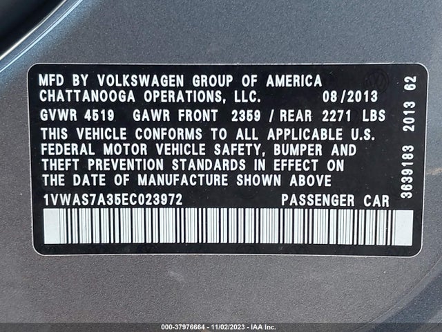 1VWAS7A35EC023972 Volkswagen Passat 1.8t S
