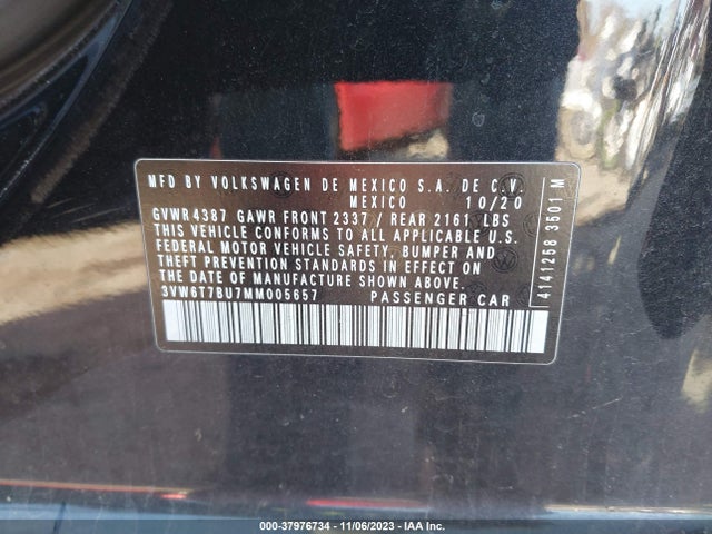 2021 VOLKSWAGEN JETTA GLI 2.0T AUTOBAHN/2.0T S VIN: 3VW6T7BU7MM005657