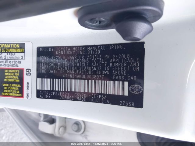 4T1NZ1AK3LU038977 Toyota Camry Trd V6