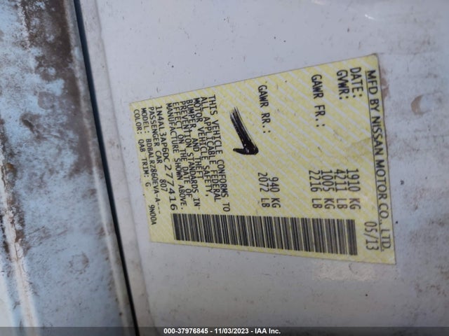 2013 NISSAN ALTIMA 2.5 S VIN: 1N4AL3AP6DC277416
