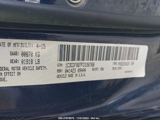 Dodge DART SXT 2015 1C3CDFBB7FD336768 Image 9