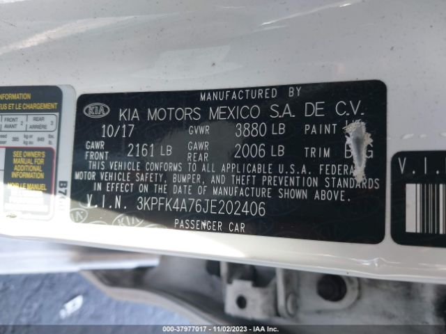 3KPFK4A76JE202406 KIA FORTE LX