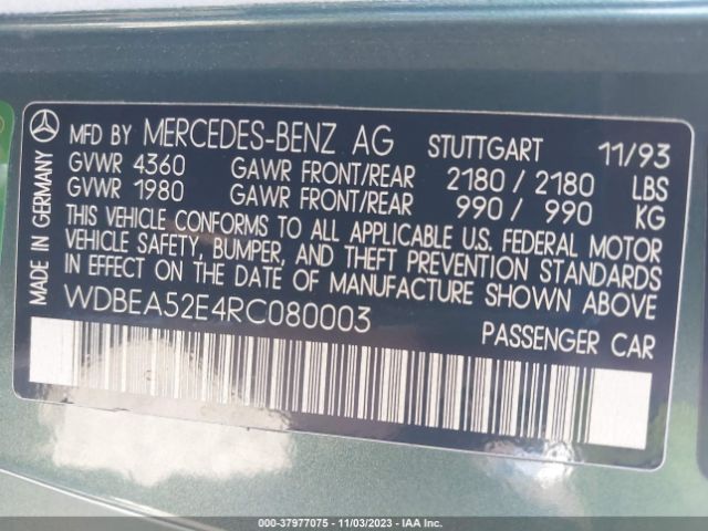 1994 MERCEDES-BENZ E WDBEA52E4RC080003 Photo 8