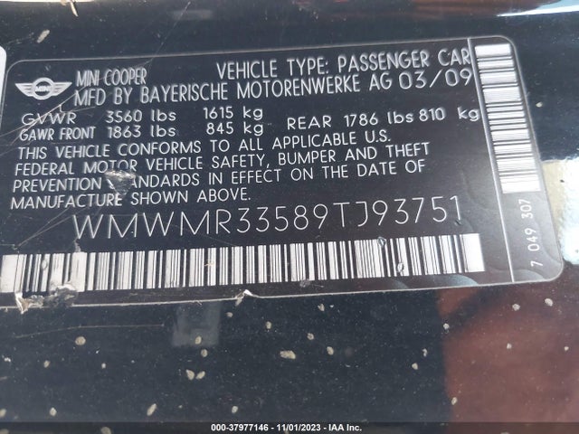 2009 MINI COOPER CONVERTIBLE WMWMR33589TJ93751 Photo 8