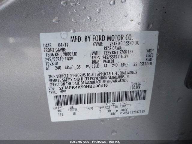 Ford Edge Titanium 2017 2FMPK4K90HBB90416 Image 9