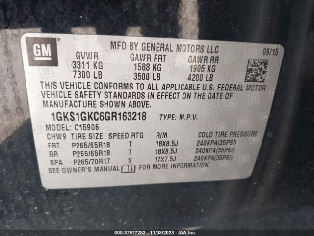 1GKS1GKC6GR163218 GMC Yukon Xl Slt