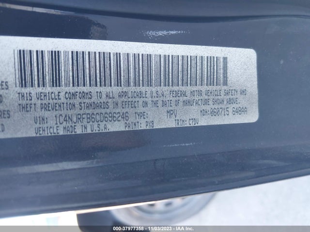 2012 JEEP PATRIOT LATITUDE VIN: 1C4NJRFB6CD696246