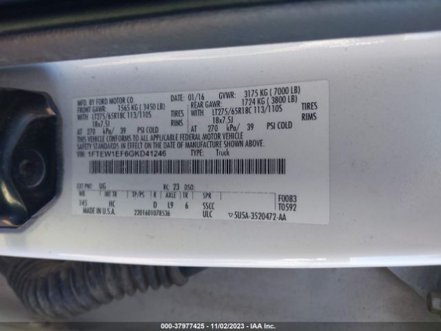1FTEW1EF6GKD41246 Ford F-150 Lariat