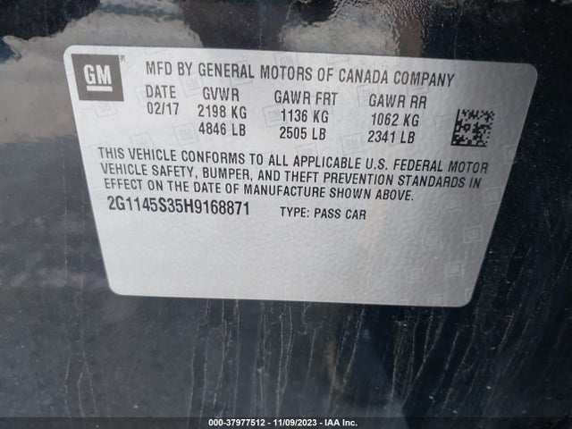 Chevrolet IMPALA 2LZ 2017 2G1145S35H9168871 Image 9