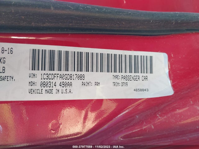 1C3CDFFA0GD817089 Dodge Dart Sxt Sport