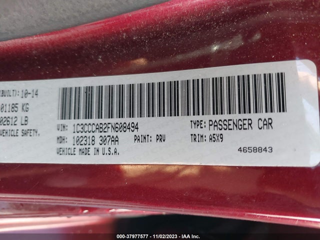 Chrysler 200 Limited 2015 1C3CCCAB2FN608494 Image 9