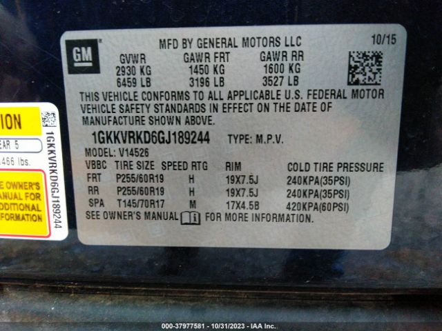 1GKKVRKD6GJ189244 GMC Acadia Slt-1