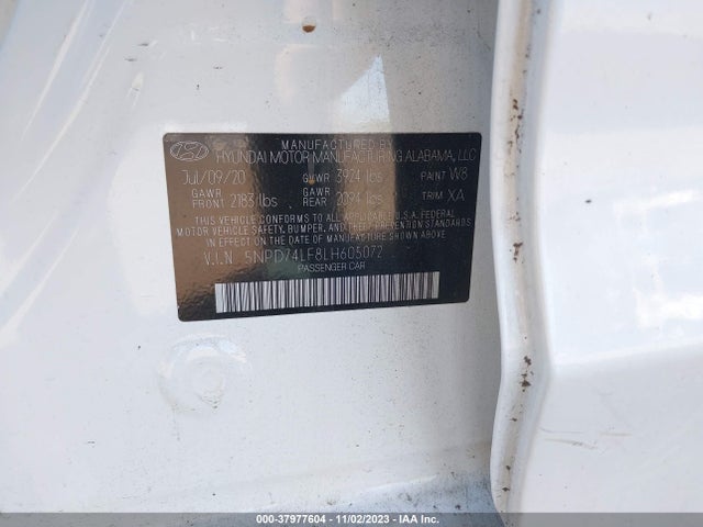 2020 HYUNDAI ELANTRA SE VIN: 5NPD74LF8LH605072