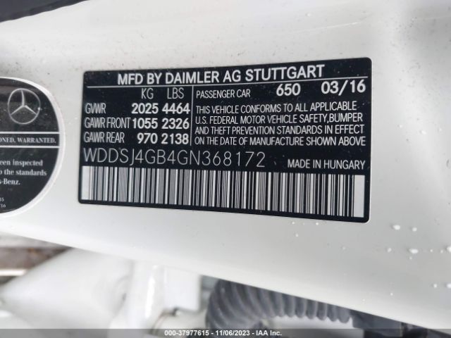 WDDSJ4GB4GN368172 Mercedes-Benz Cla Cla 250