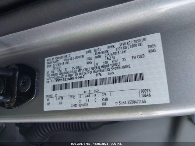 Ford F-150 Xlt 2021 1FTFW1E82MKE91467 Image 9