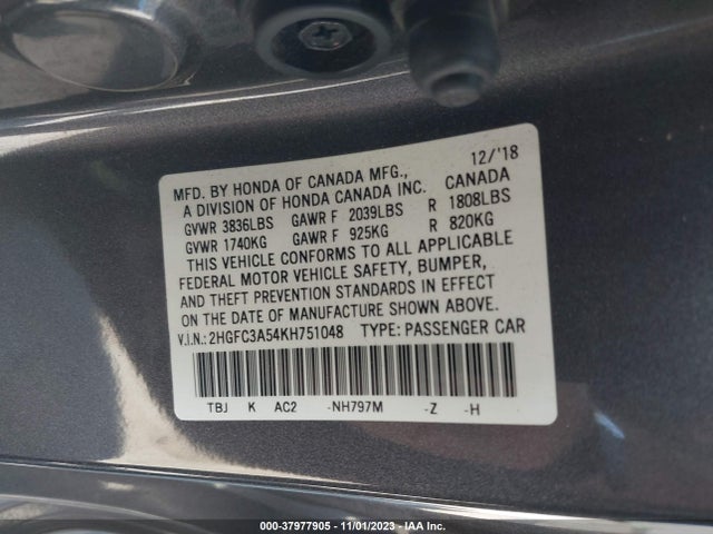 Honda CIVIC SI COUPE 2019 2HGFC3A54KH751048 Image 9