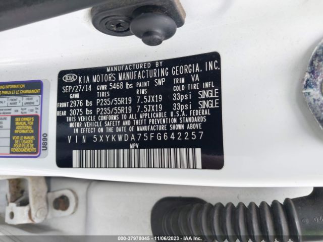 5XYKWDA75FG642257 KIA Sorento Limited V6