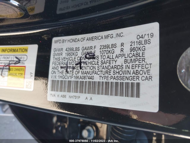 Honda ACCORD LX 2019 1HGCV1F16KA087440 Image 9