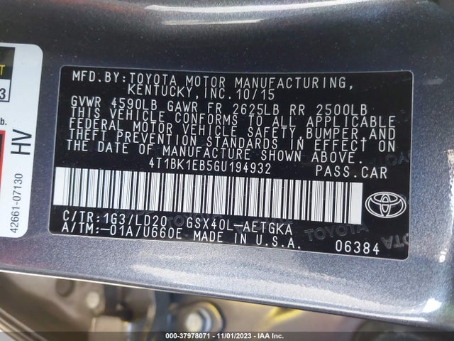 Toyota AVALON XLE 2016 4T1BK1EB5GU194932 Image 9
