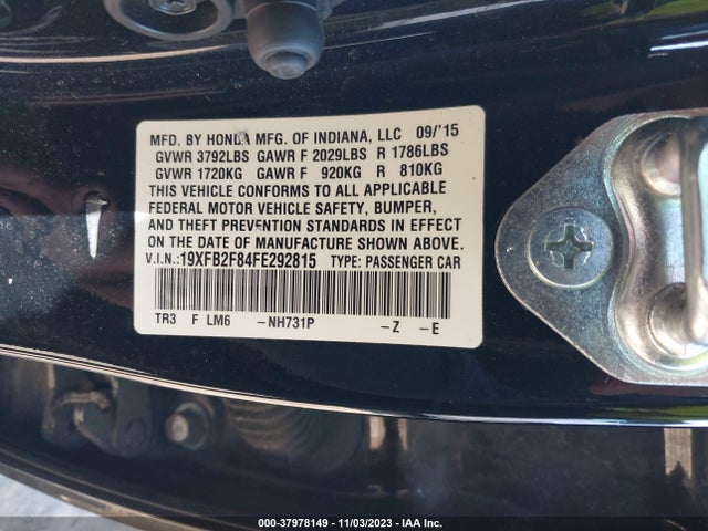2015 HONDA CIVIC SEDAN EX VIN: 19XFB2F84FE292815