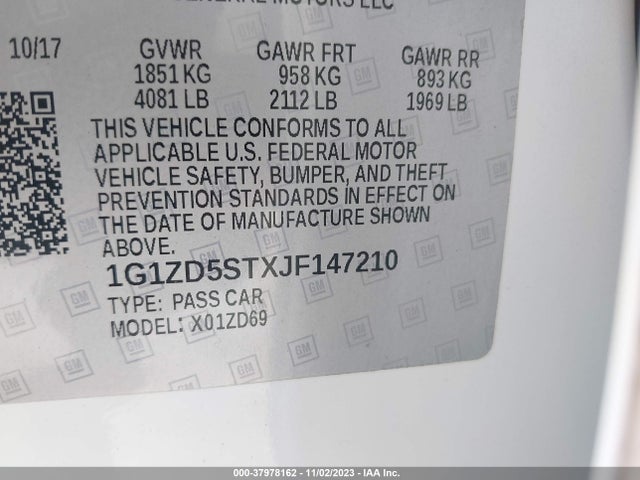 Chevrolet MALIBU LT 2018 1G1ZD5STXJF147210 Image 9