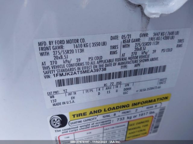1FMJK2AT5MEA39738 Ford Expedition Limited Max