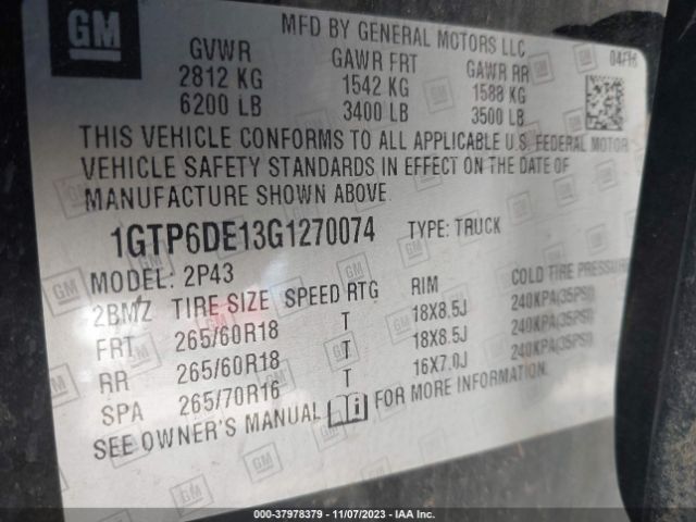 1GTP6DE13G1270074 GMC CANYON SLT