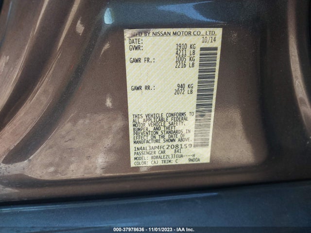 Nissan Altima 2.5 S 2015 1N4AL3AP4FC208159 Image 9