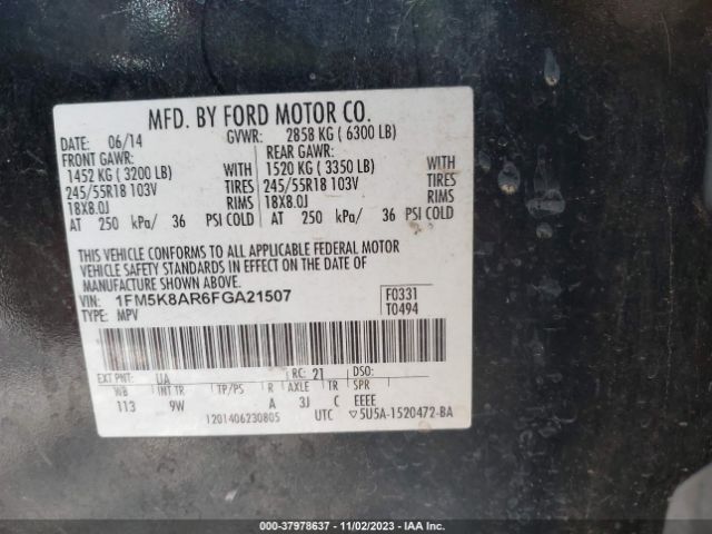 1FM5K8AR6FGA21507 Ford UTILITY POLICE