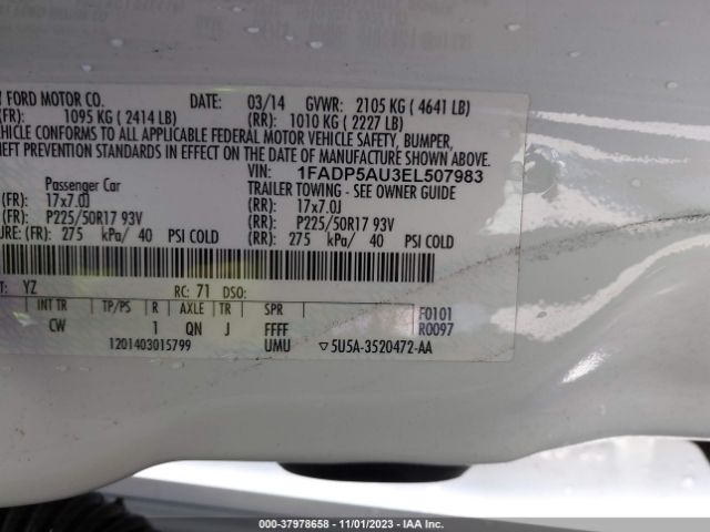 1FADP5AU3EL507983 Ford C-max Hybrid Se