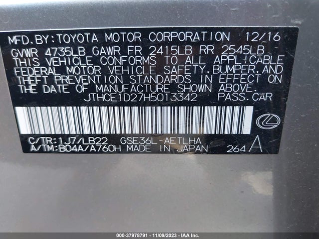 2017 LEXUS IS JTHCE1D27H5013342 Photo 8