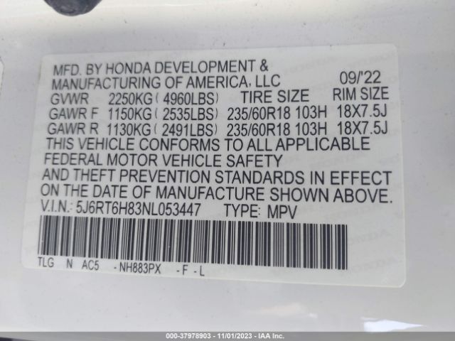 5J6RT6H83NL053447 Honda Cr-v Hybrid Ex-l