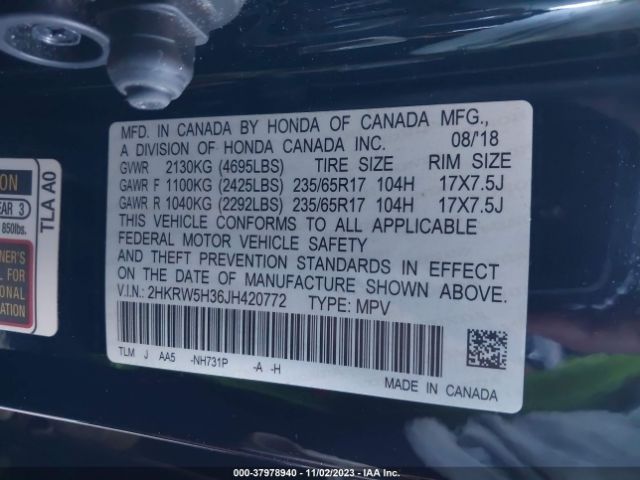 2HKRW5H36JH420772 Honda CR-V LX