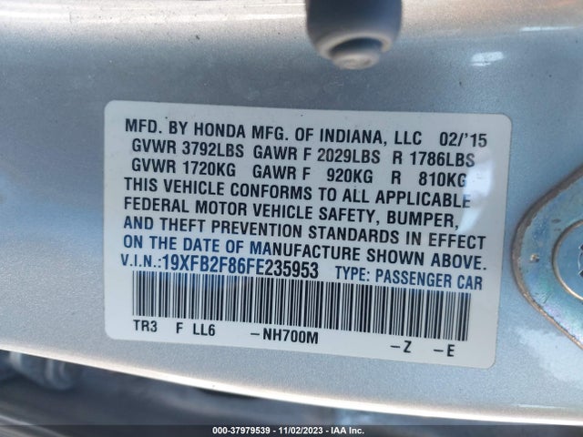 Honda Civic Sedan Ex 2015 19XFB2F86FE235953 Image 9