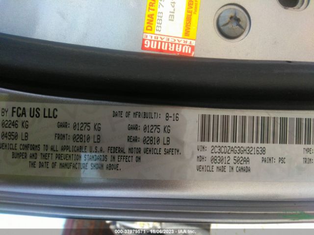 2C3CDZAG3GH321638 Dodge Challenger Sxt Plus