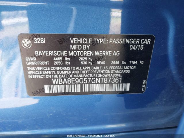 WBA8E9G57GNT87361 BMW 328I