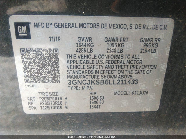 Chevrolet Trax Fwd Ls 2020 3GNCJKSB6LL211433 Image 9