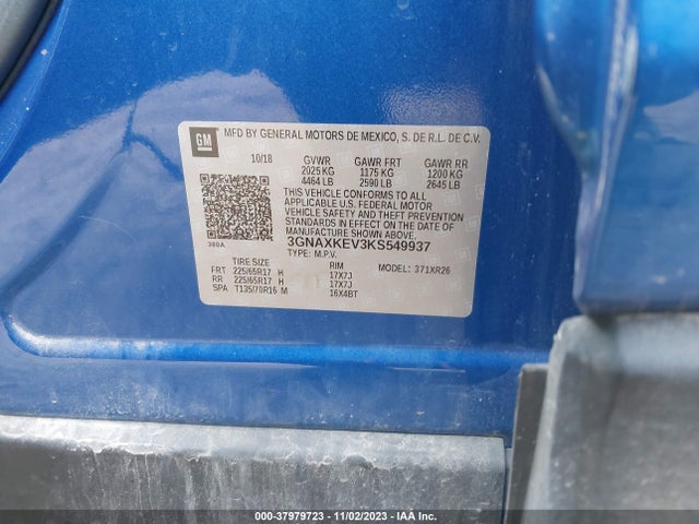 Chevrolet EQUINOX LT 2019 3GNAXKEV3KS549937 Image 9
