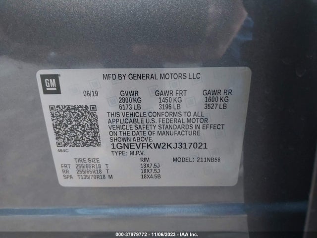Chevrolet Traverse Ls 2019 1GNEVFKW2KJ317021 Image 9